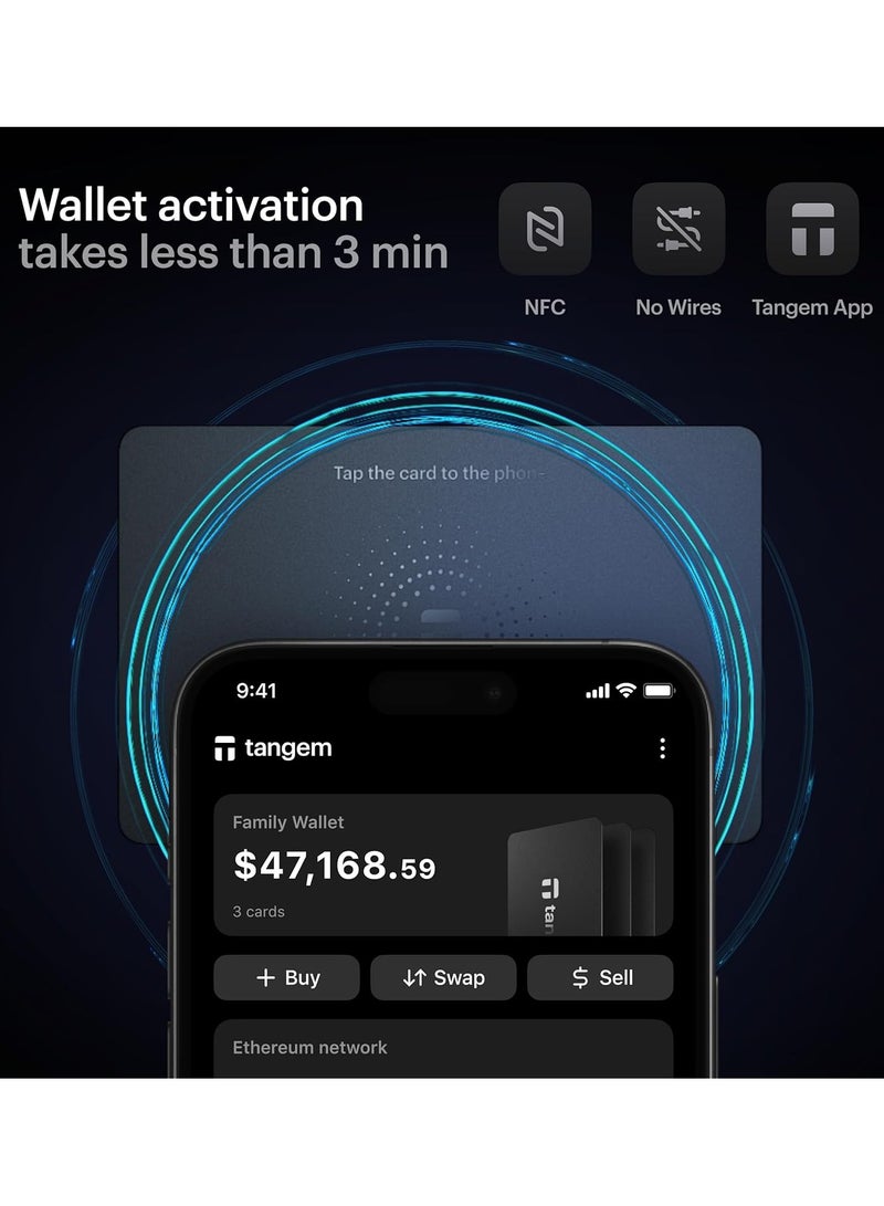 tangem محفظة العملات الرقمية الصلبة 2.0 [عبوة من 3] - أسود - Image 2